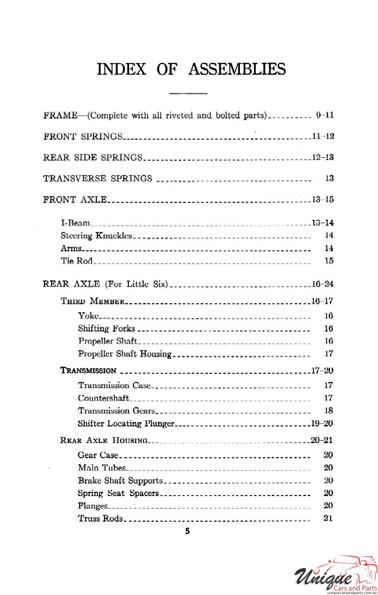 1912 Chevrolet Light and Little Six Parts Price List Page 9
